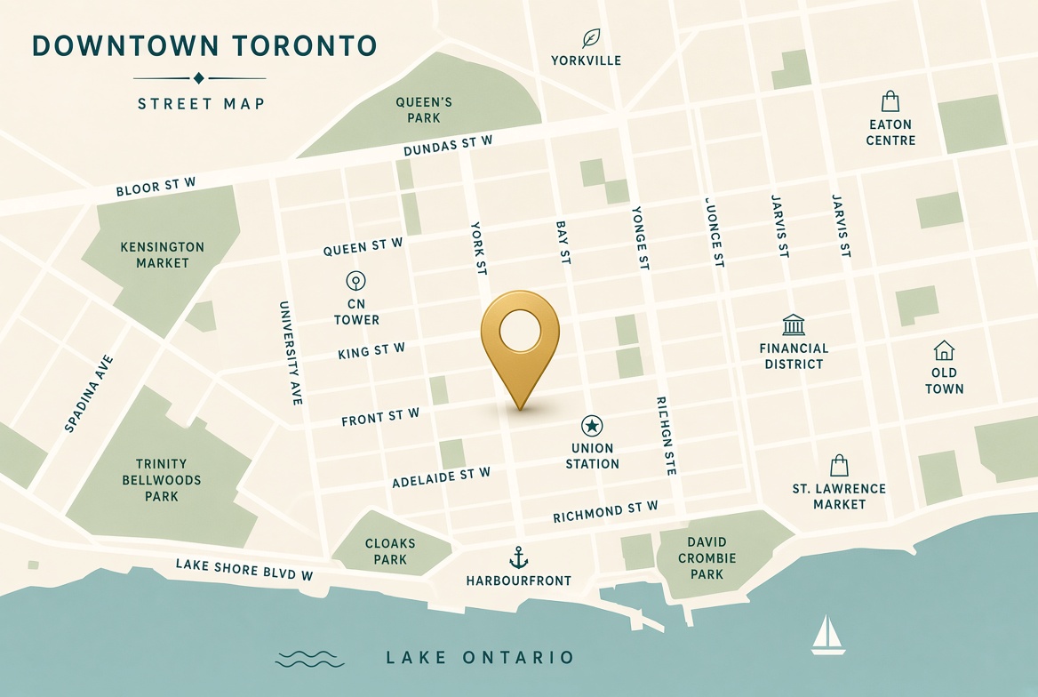 Map showing the MIDFIELD office location in downtown Toronto